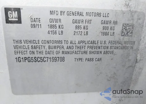 2012 Chevrolet Cruze 2Lt from USA, damaged, VIN 1G1PG5SC5C7169708